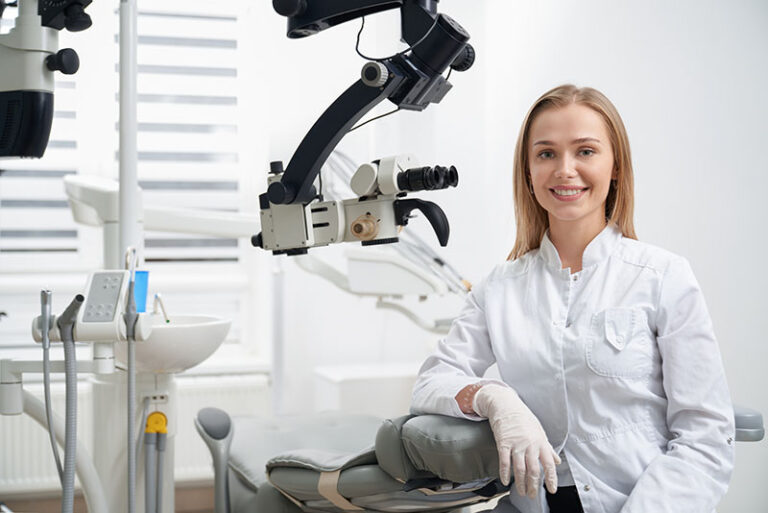 Dentist with dental equipment