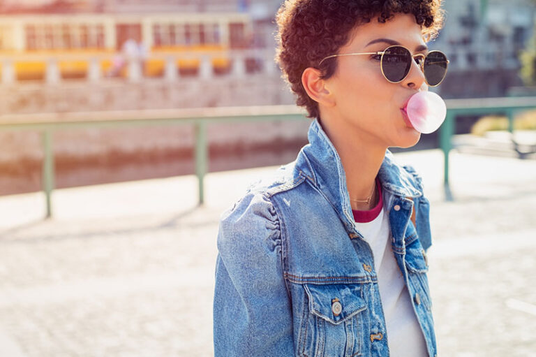 woman chewing gum